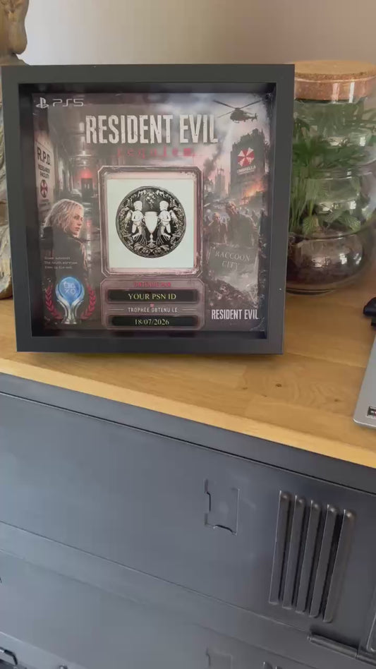 Resident Evil Requiem – Cadre Trophée PS5 Personnalisé (25x25 cm)